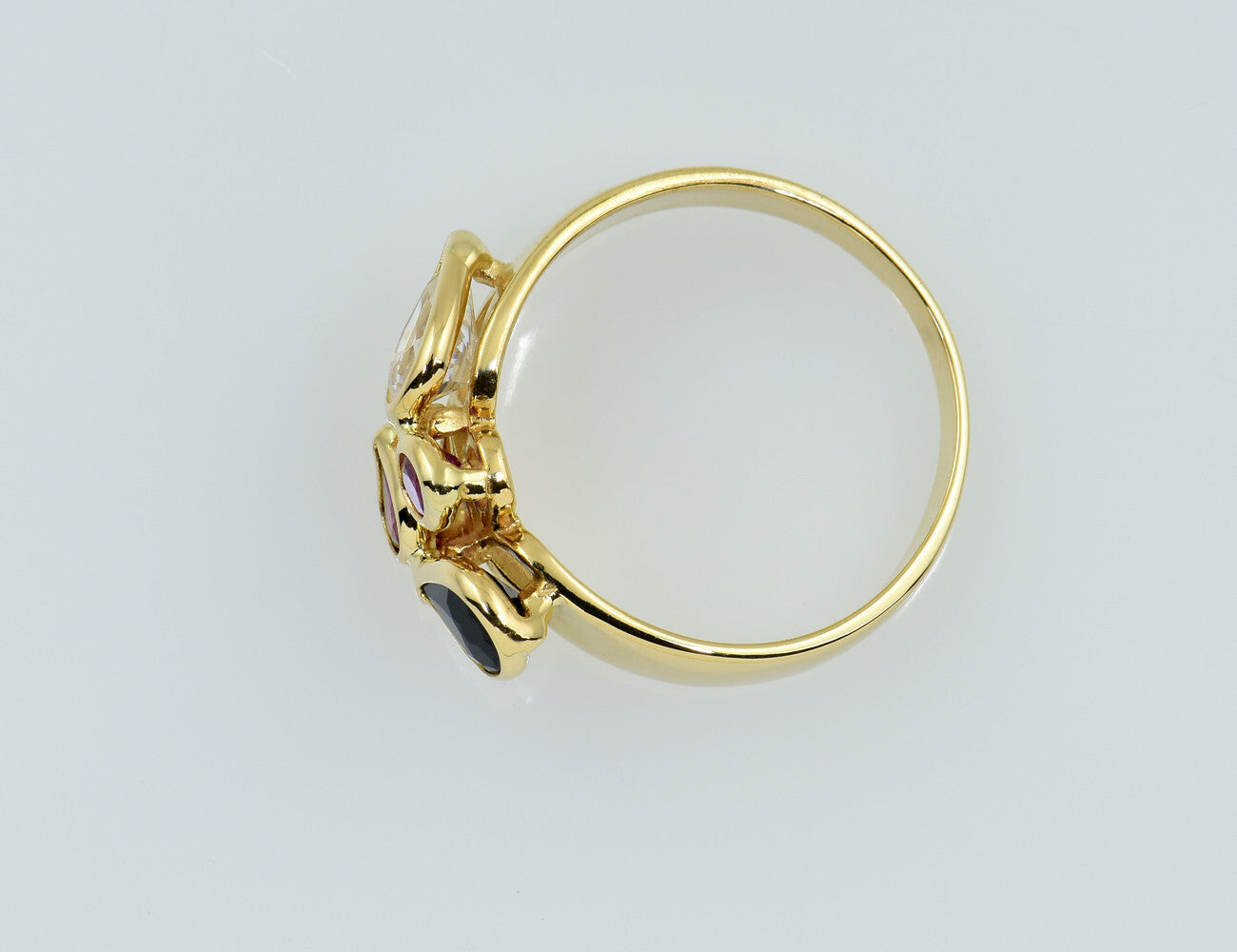 Saphir Rubin Ring 750/000 18 K Gelbgold Zirkonia
