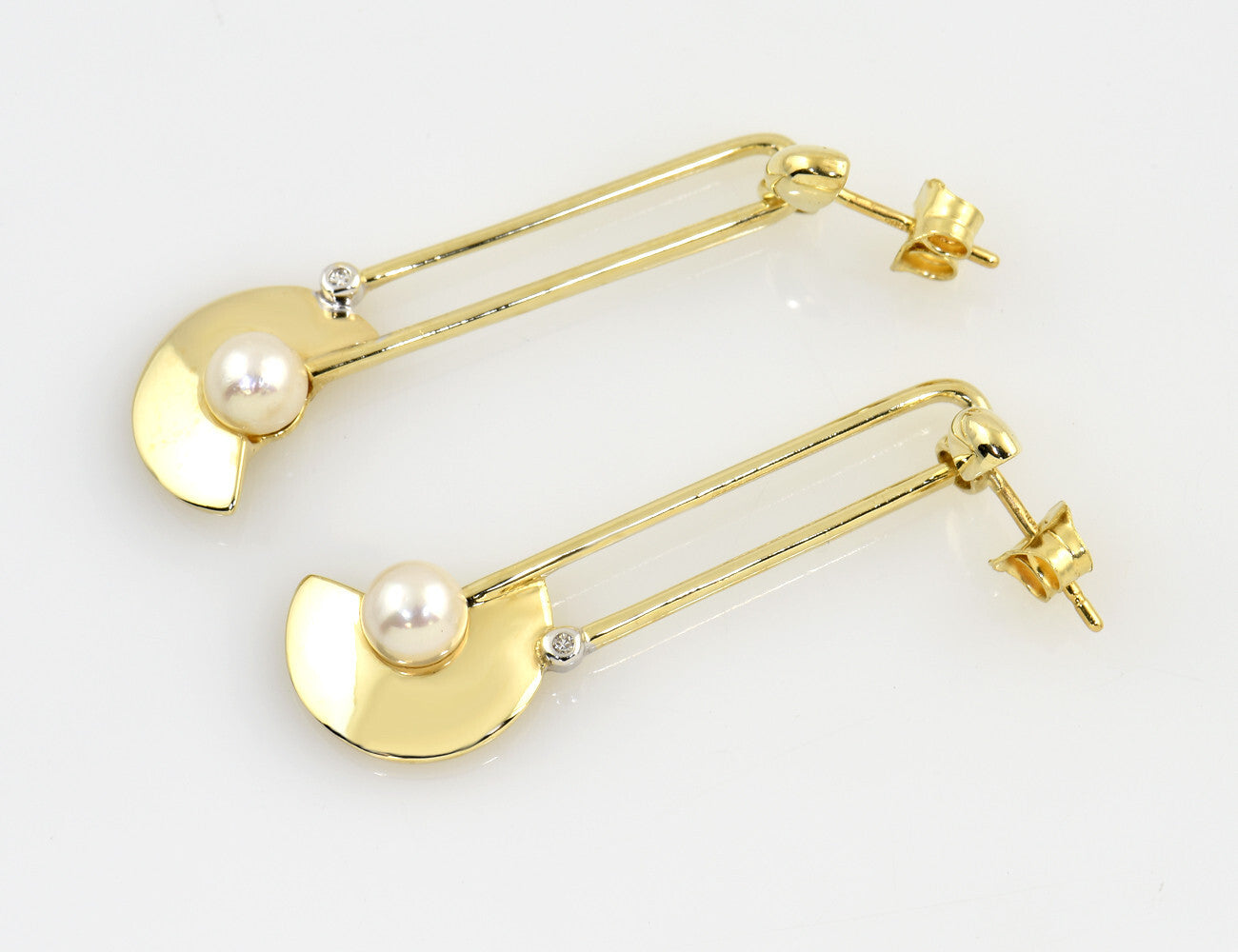 Ohrstecker/Hänger 585/000 14 K Gelbgold Zuchtperle 2 Diamanten zus. 0,02 ct