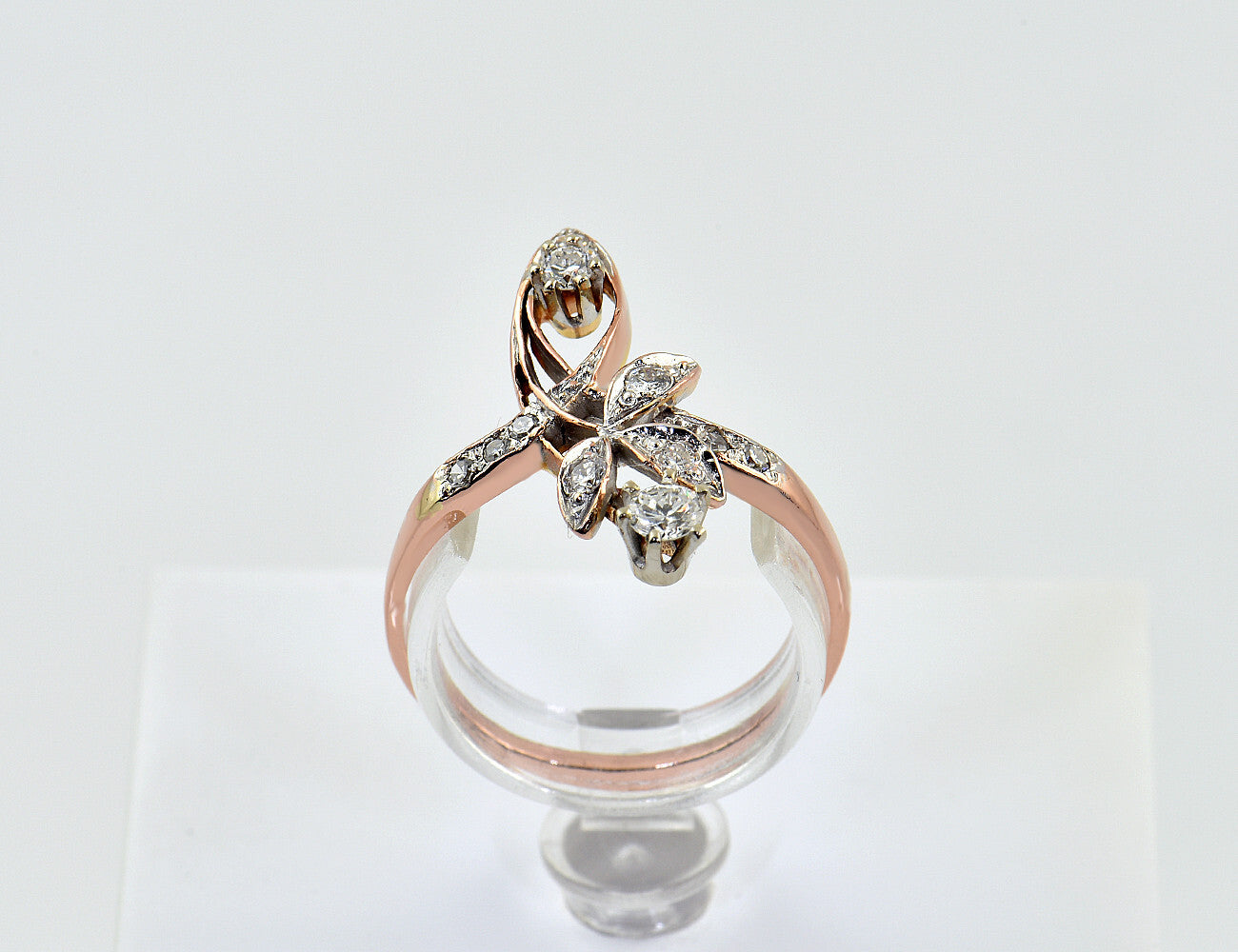 Diamant Ring 585/000 14 K Rotgold 11 Brillanten zus. 0,32 ct