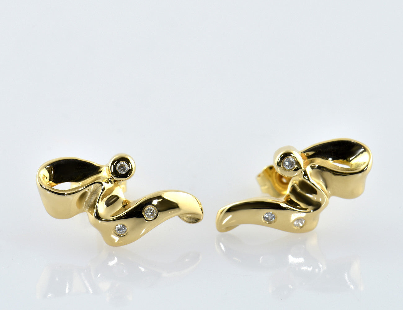 Ohrstecker Diamant 750/000 18 K Gelbgold 6 Brillanten zus. 0,05 ct