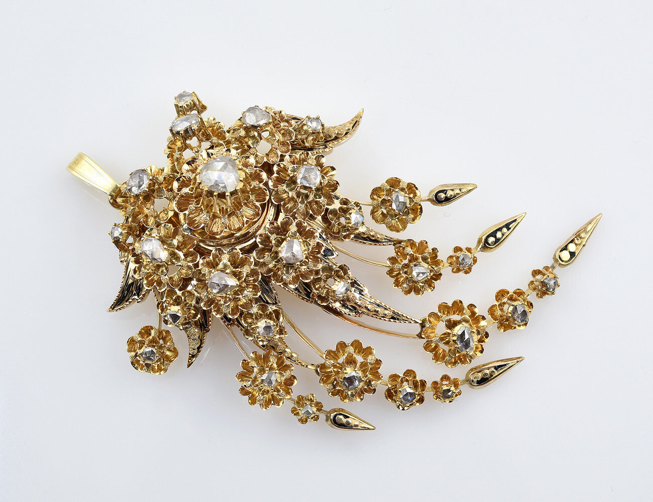 Antiker Anhänger ca. 1805-1830, 585/000 14 K Gelbgold 25 Diamanten zus. 1,75 ct