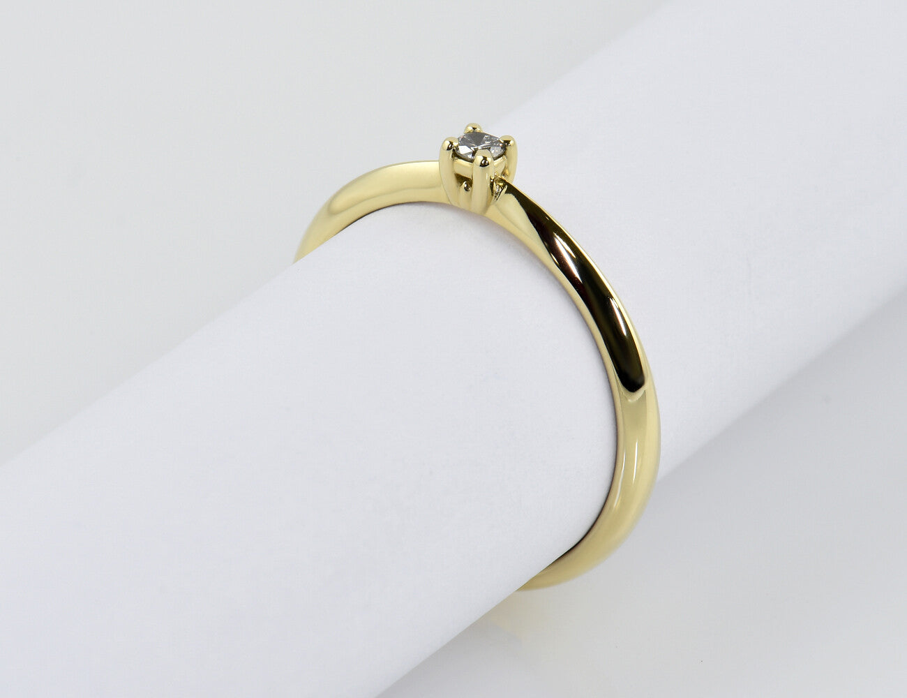 Solitär Diamant Ring 585/000 14 K Gelbgold Brillant 0,06 ct