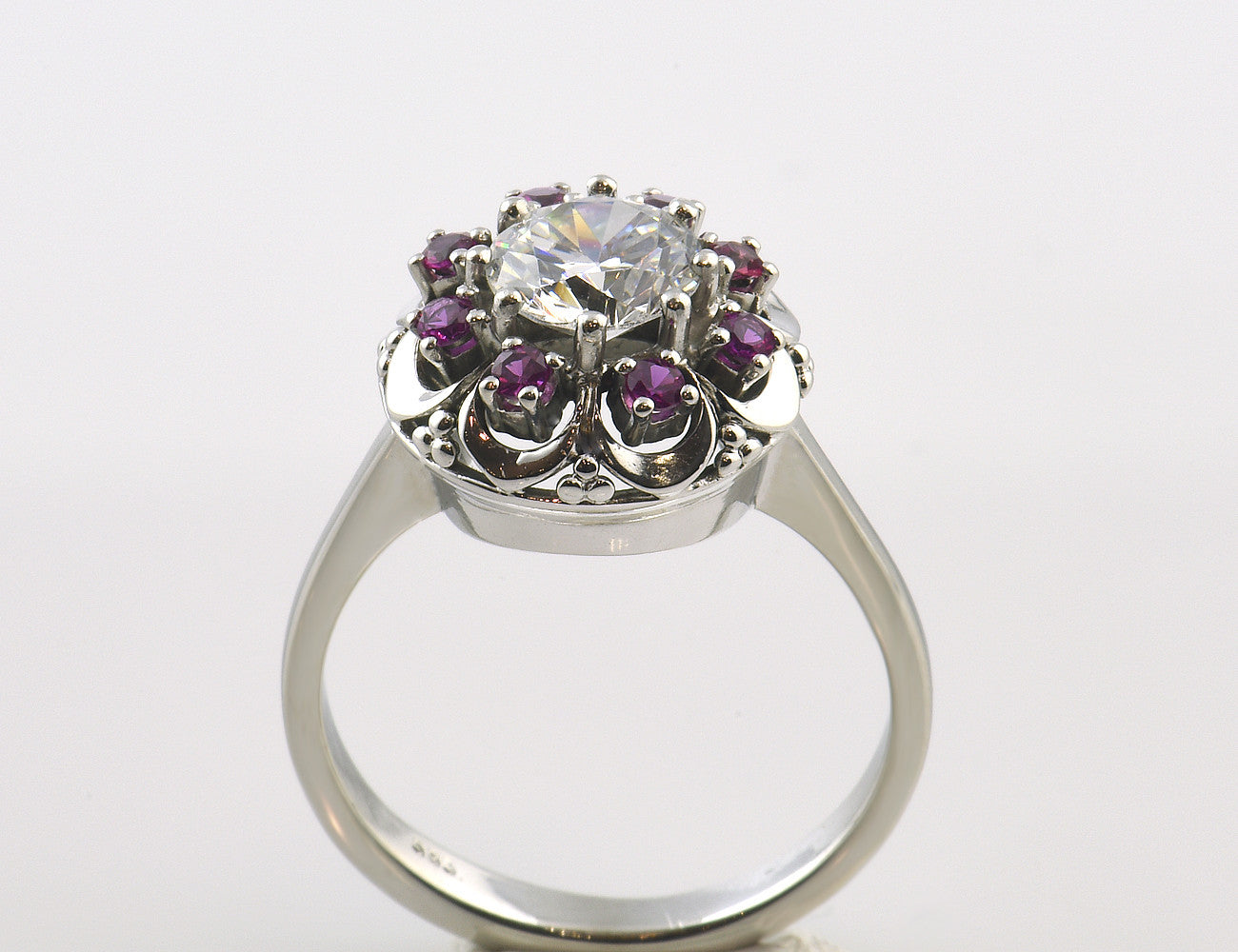 Rubin Ring 585/000 14 K Weißgold Zirkonia