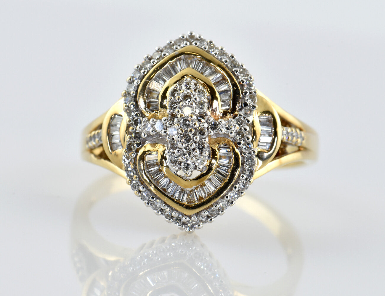 Diamant Ring 585/000 14 K Gelbgold 99 Diamanten zus. 1,00 ct