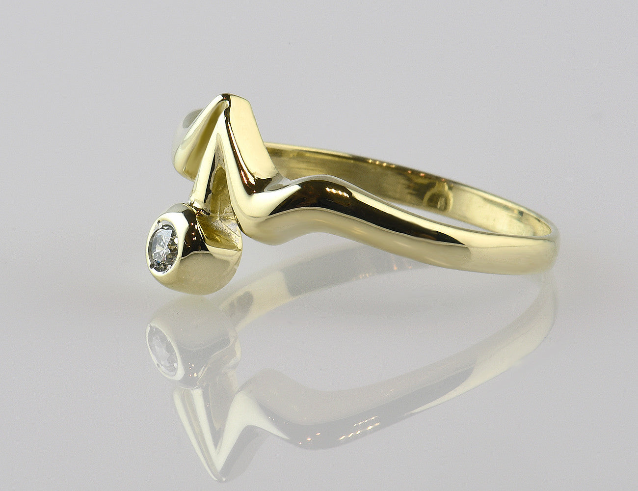 Diamant Solitär Ring 585 14 K Gelbgold Brillant 0,05 ct