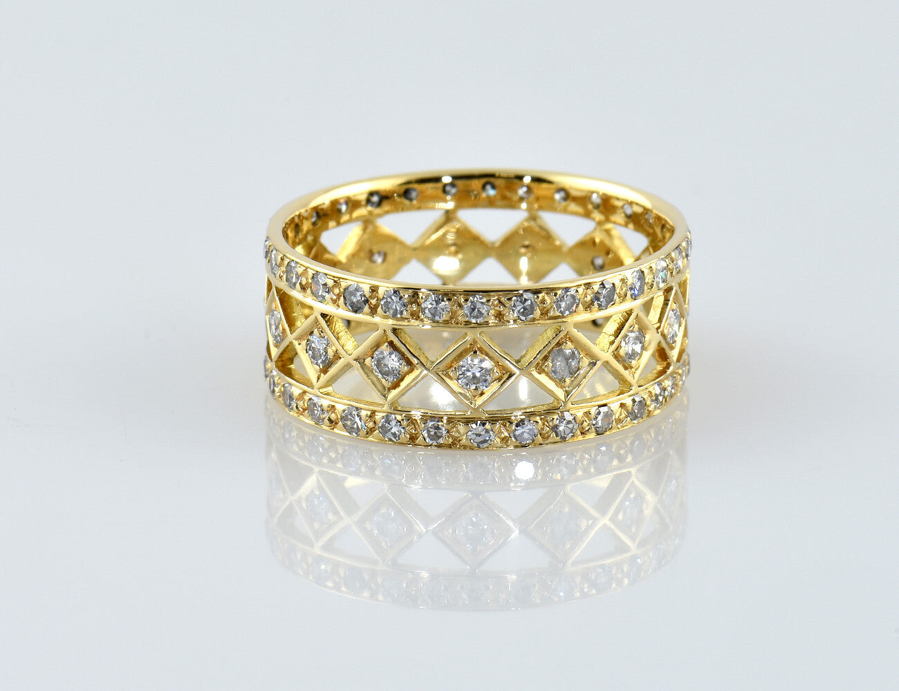Diamant Ring 585/000 14 K Gelbgold 135 Diamanten zus. 1,40 ct