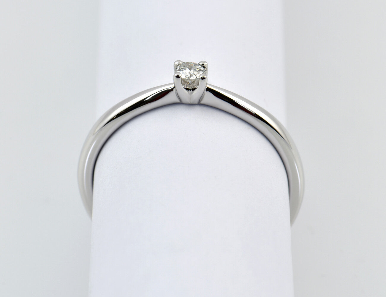 Solitär Diamant Ring 585/000 14 K Weißgold Brillant 0,08 ct