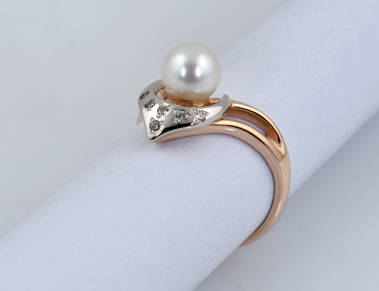Ring Perle 585/000 14 K Rotgold Zirkonia