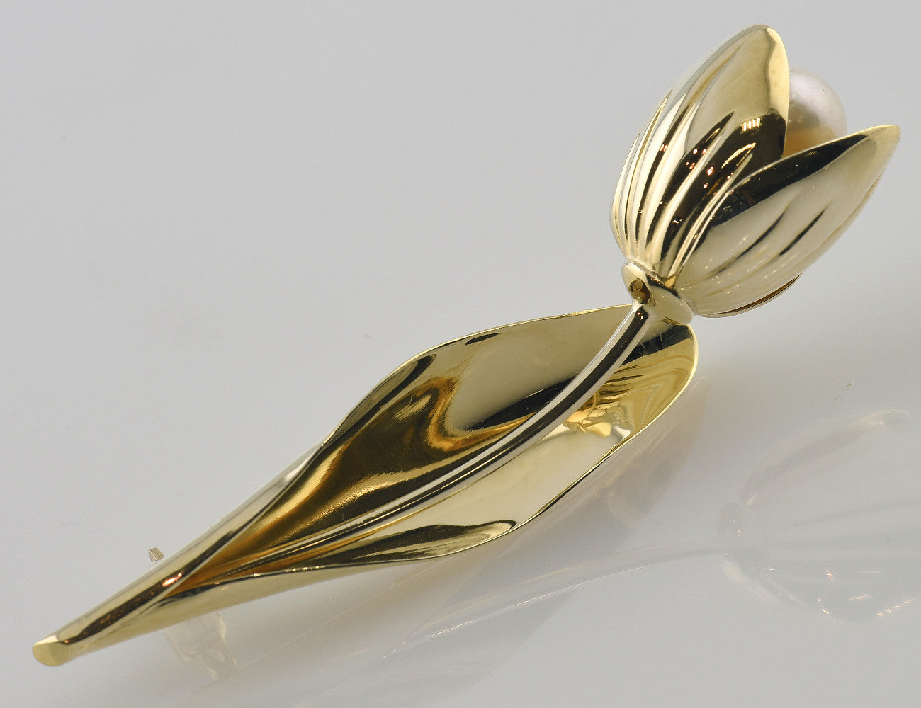 Brosche Perle 585/000 14 K Gelbgold