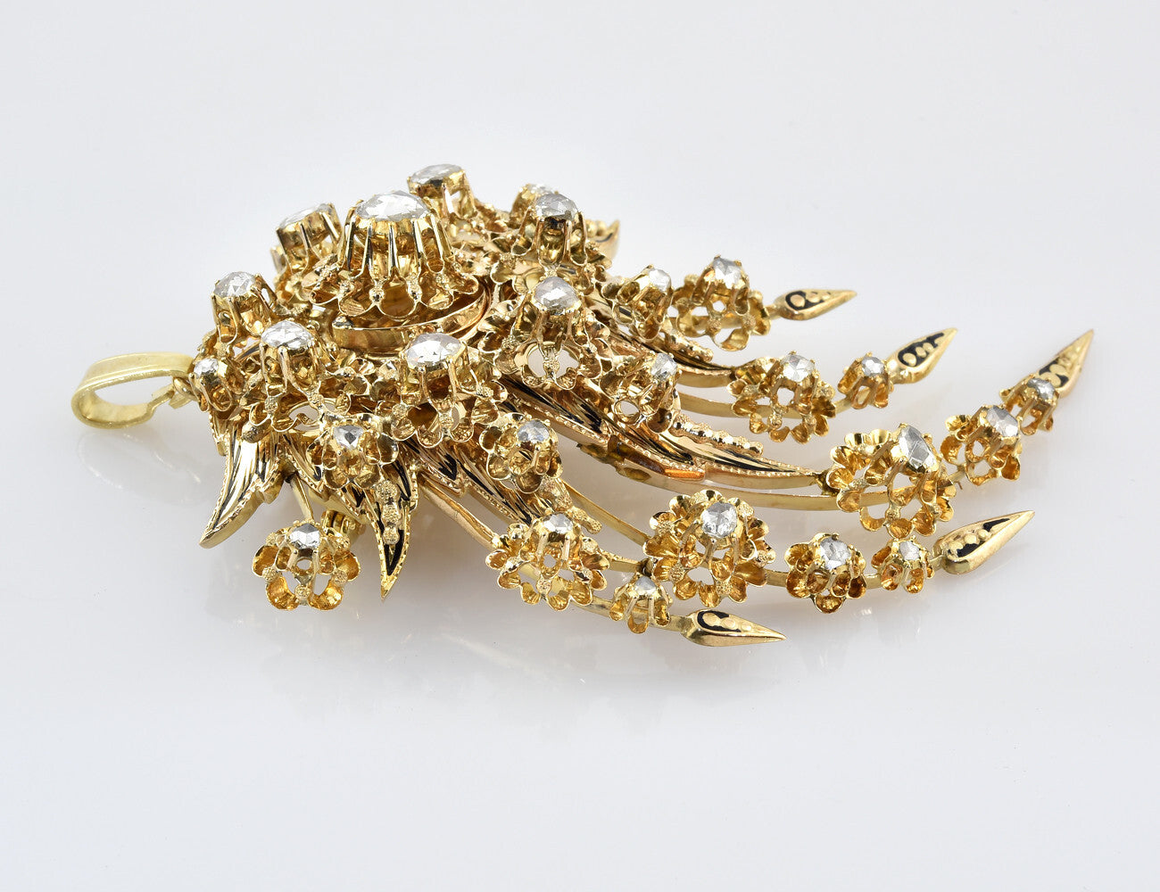 Antiker Anhänger ca. 1805-1830, 585/000 14 K Gelbgold 25 Diamanten zus. 1,75 ct