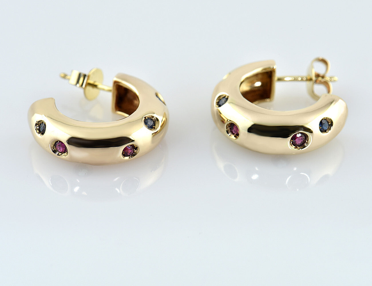 Creolen Saphir Rubin Smaragd 333/000 8 K Gelbgold Ohrring