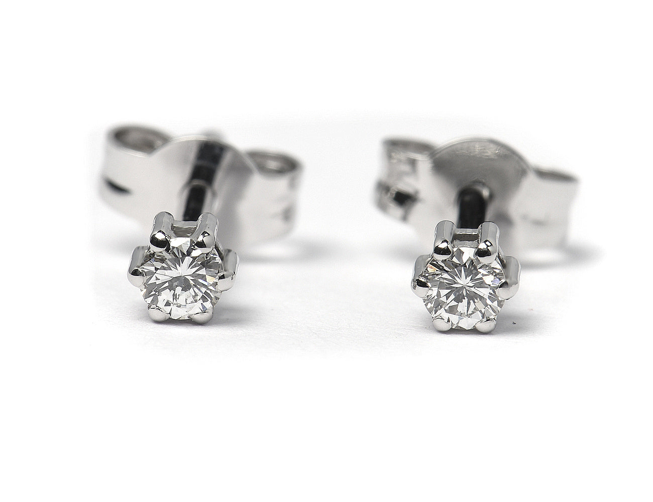 Solitär Brillant Ohrstecker Ohrringe 585 14K Weißgold, 2 Diamanten zus. 0,348 ct