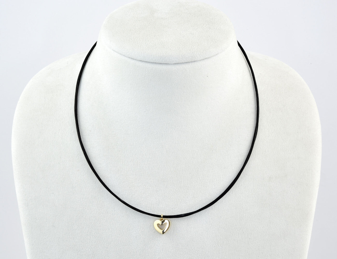 JETTE Halsreif Stahl 45 cm mit Anhänger Herz 585/000 14 K Gelbgold