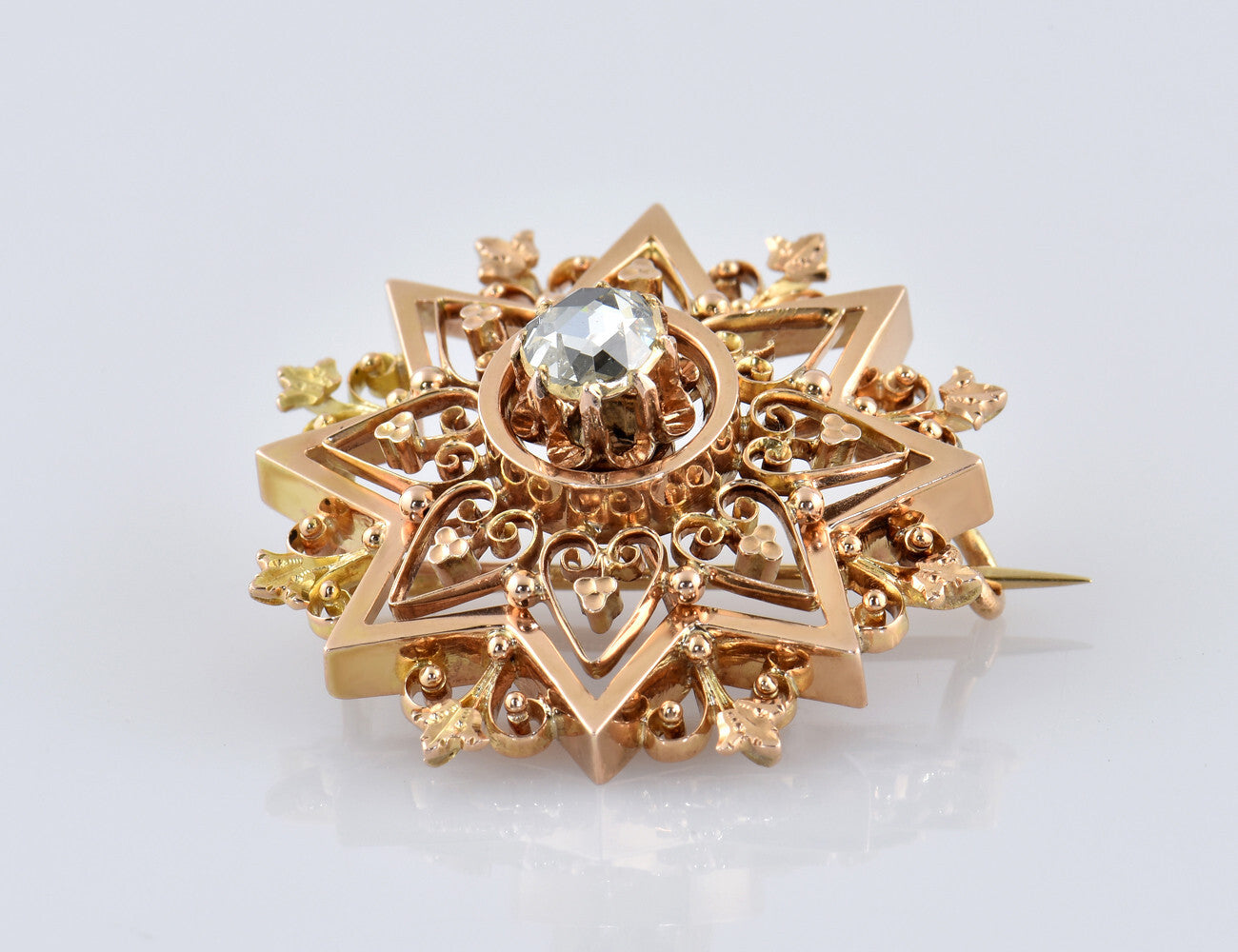 Brosche 585/000 14 K Gelbgold 1 Diamant 0,35 ct