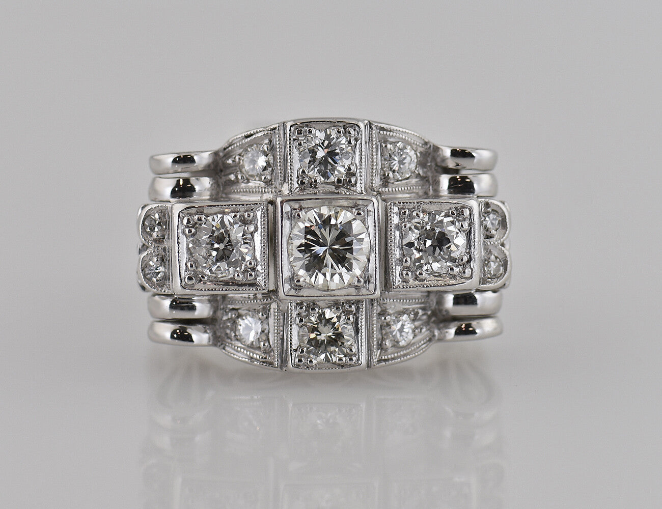 Diamant Ring 585 14 K Weißgold 13 Diamanten zus. 1,50 ct