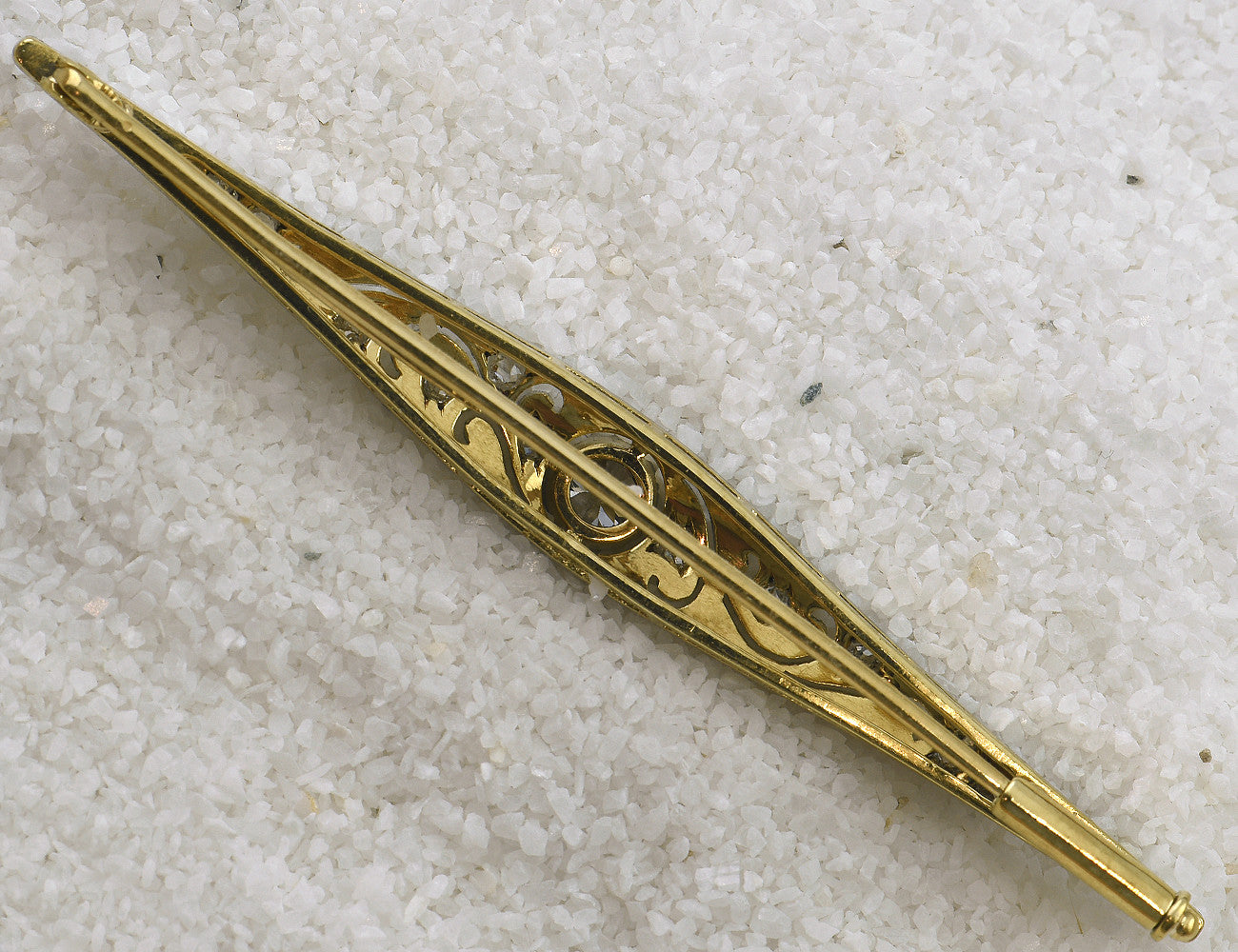 Brosche 585 14 K Gelbgold mit 12 Diamanten zus. 0,40 ct