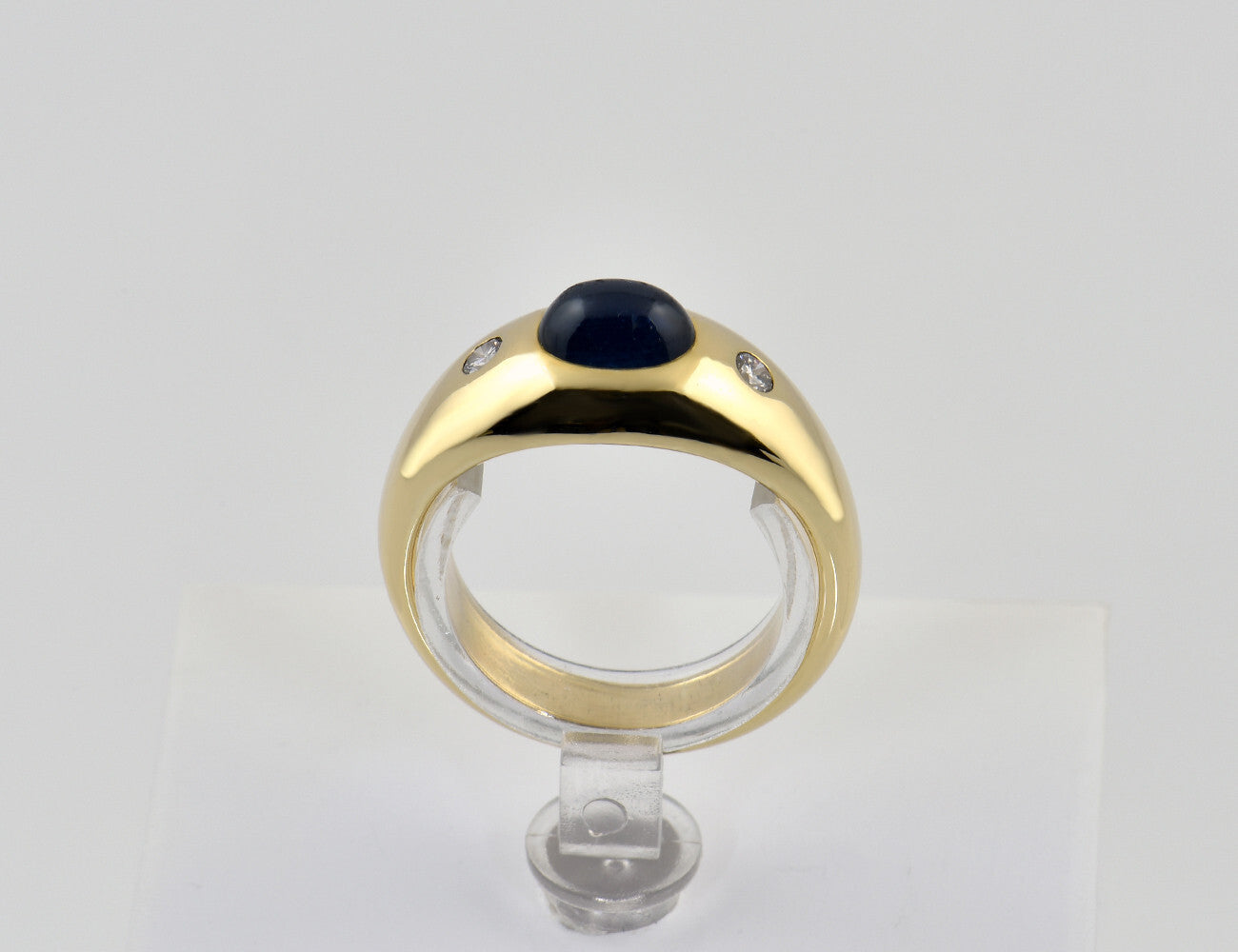 Saphir Diamant Ring 585/000 14 K Gelbgold 2 Brillanten zus. 0,10 ct