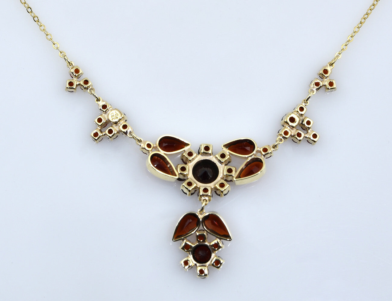 Kette Granat 333/000 8 K Gelbgold Collier, 42 cm lang