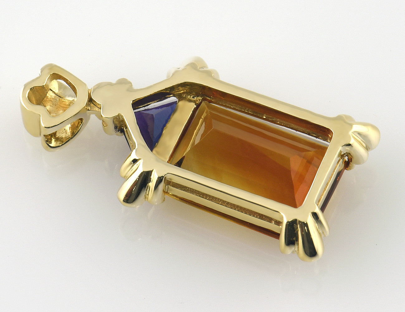 Anhänger Citrin Amethyst 585/000 14 K Gelbgold, 6 Brillanten zus. 0,07 ct