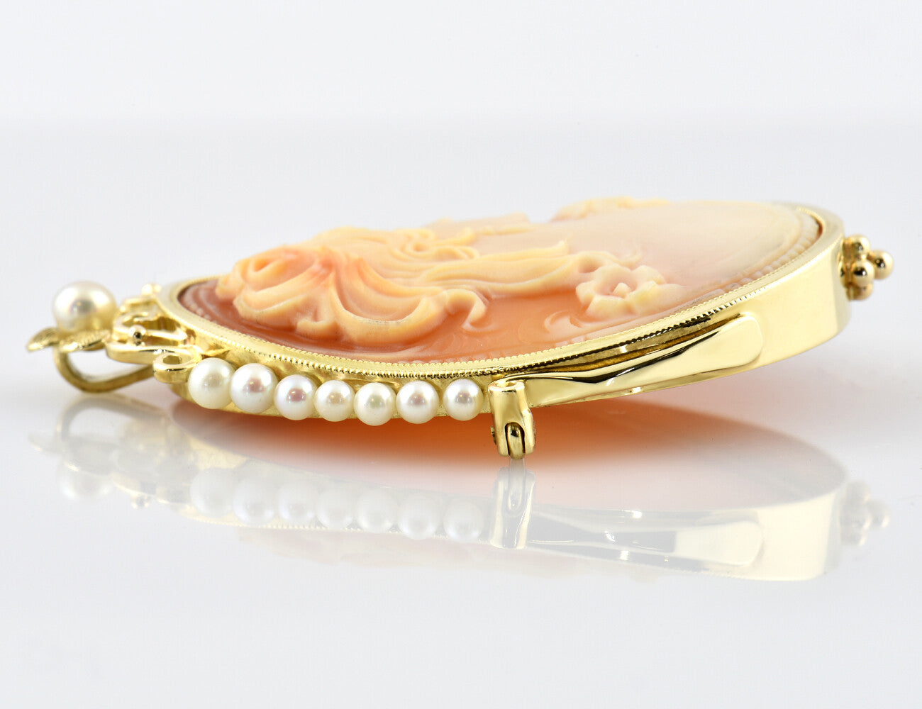 Brosche - Anhänger Muschelgemme 585/000 14 K Gelbgold