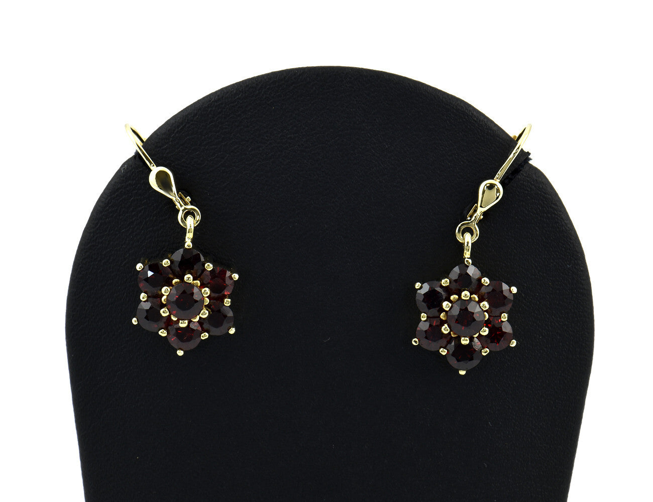 Ohrringe Ohrhänger Granat 333/000 8 K Gelbgold