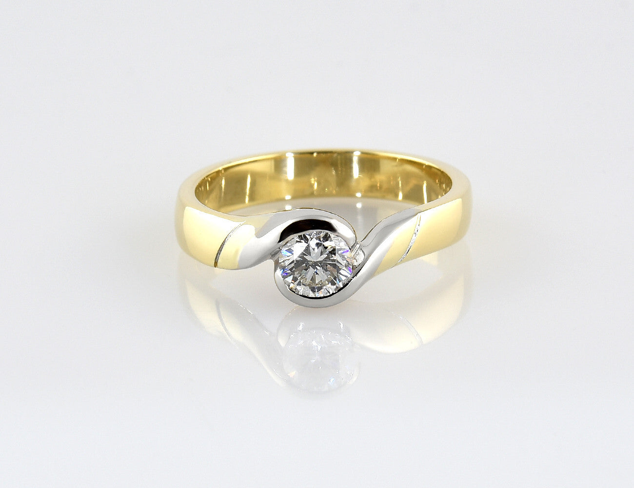 Diamant Solitär Ring 585/000 14 K Gelbgold Brillant 0,51 ct