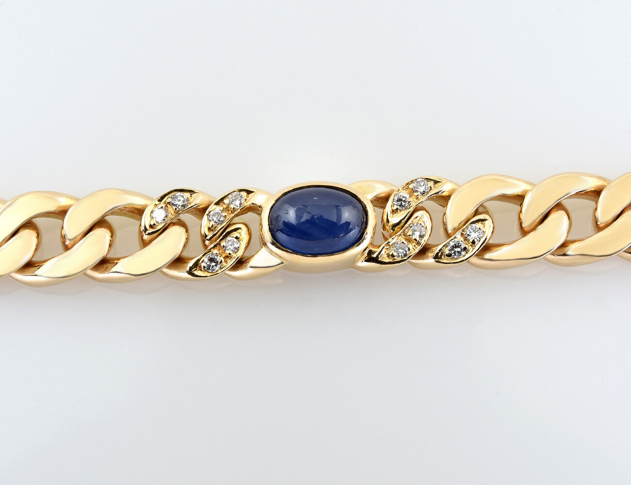 Armband Saphir 585/000 14 K Gelbgold 48 Brillanten zus. 0,50 ct 19,50 cm