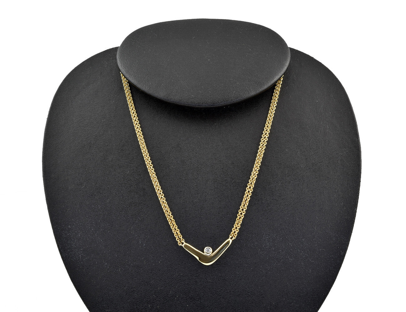 Kette 585/000 14 K Gelbgold Collier 1 Brillant 0,05 ct, 43,5 cm lang