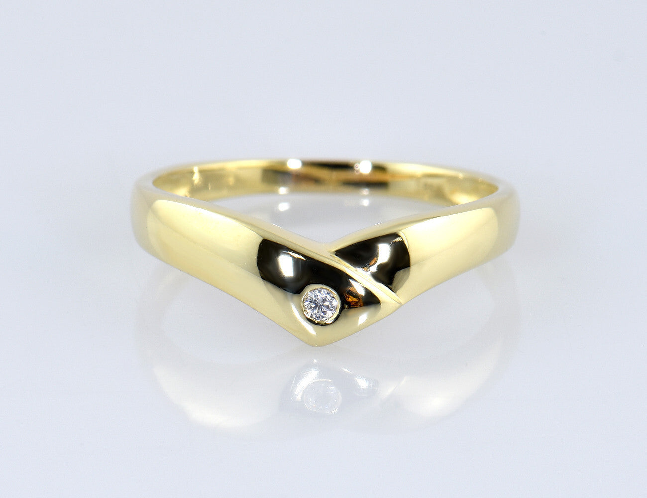 Diamant Ring 585/000 14 K Gelbgold 1 Brillant 0,02 ct