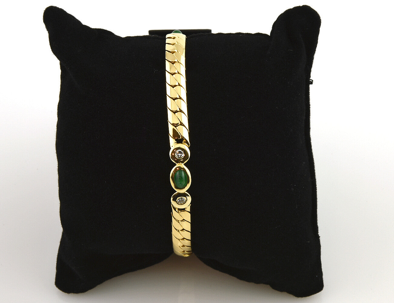 Armband Smaragd 18,5 cm 750 18 K Gelbgold 6 Diamanten zus. 0,40 ct