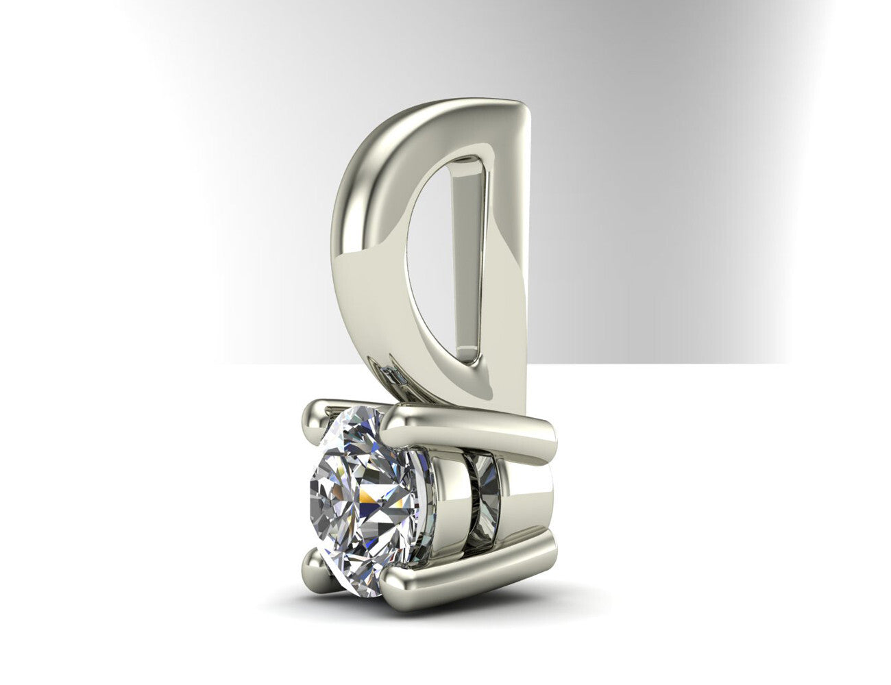 Diamant Solitär Anhänger 585/000 14 K Weißgold 1 Brillant  0,11 ct