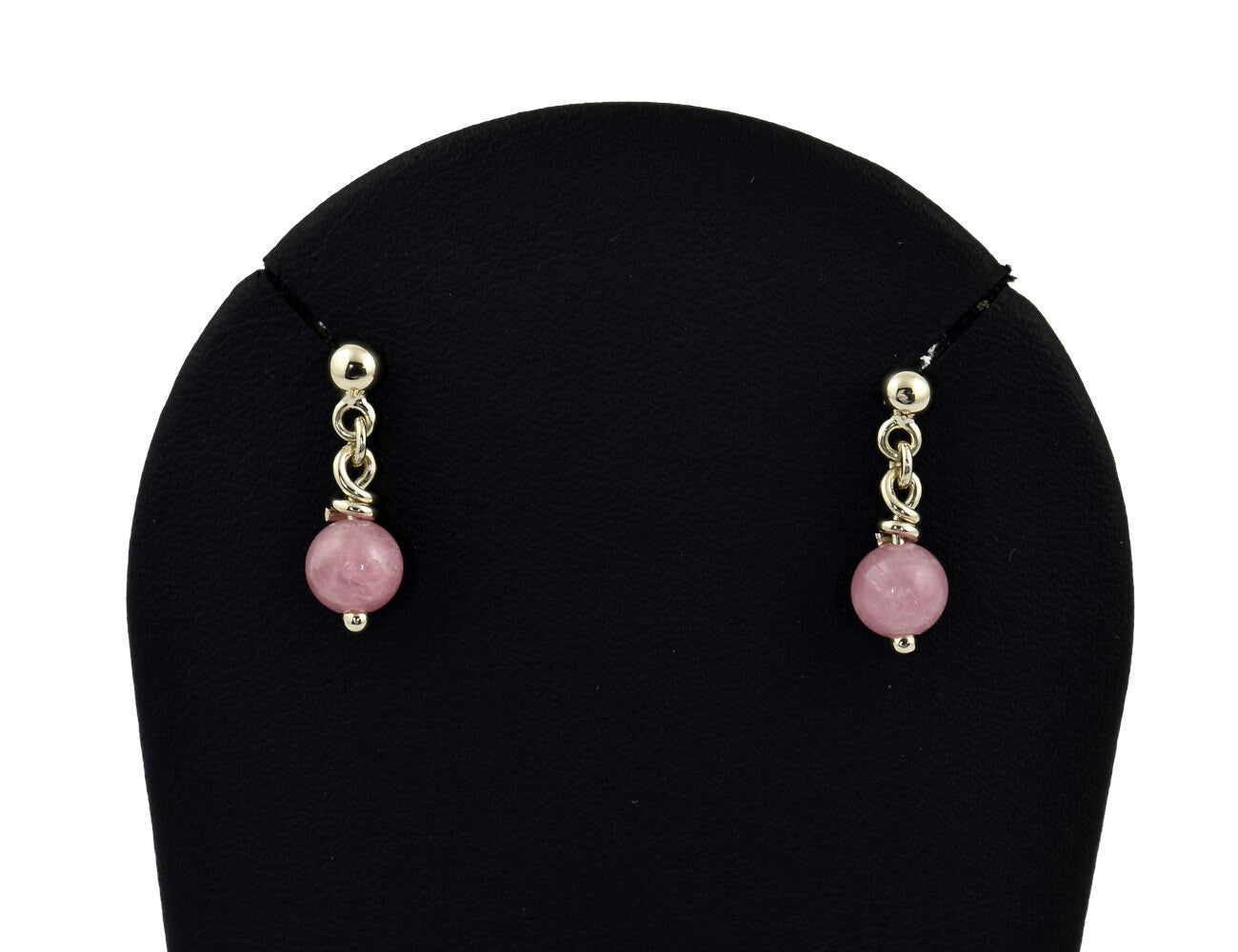 Rhodochrosite earrings 585/000 14 K yellow gold stud earrings