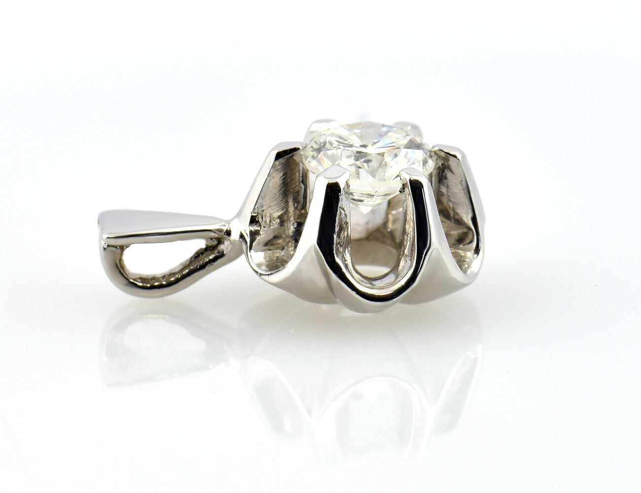 Solitär Anhänger Diamant 585/000 14 K Weißgold  Brillant 0,60 ct