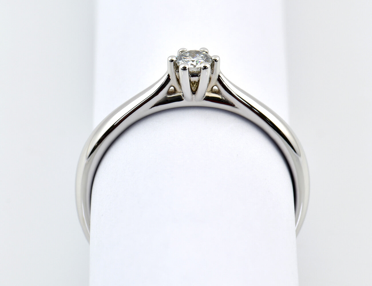 Solitär Diamant Ring 585/000 14 K Weißgold Brillant 0,14 ct