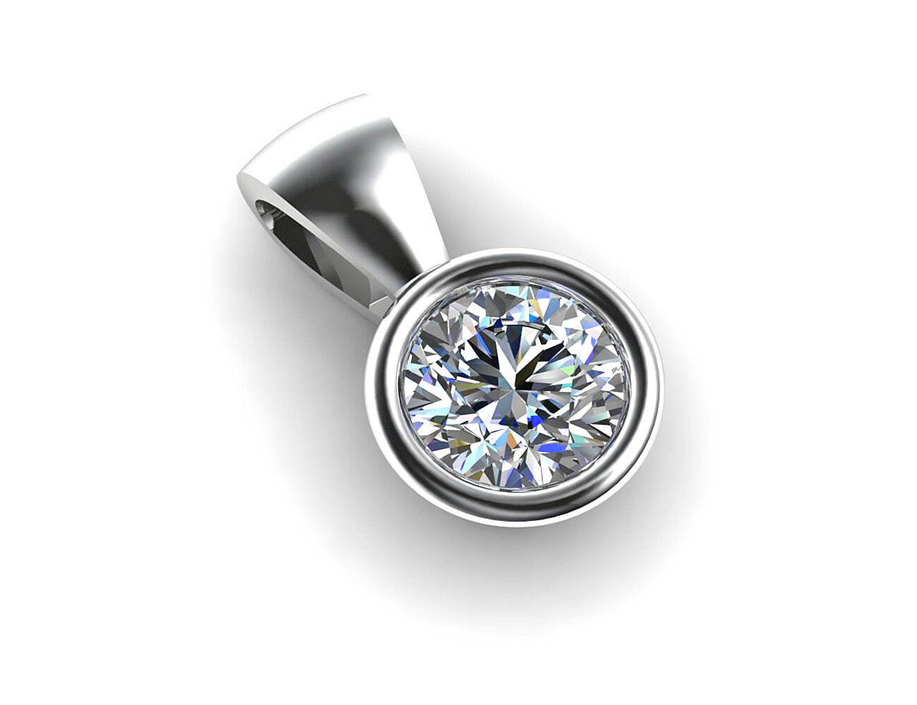 Diamant Solitär Anhänger 585/000 14 K Weißgold 1 Brillant  0,34 ct
