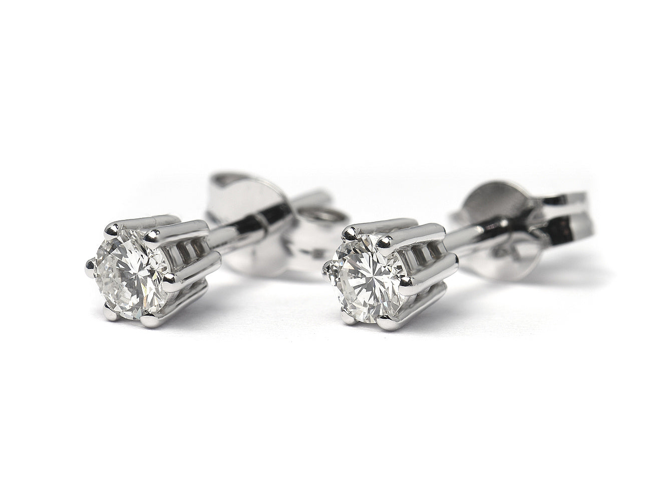 Solitär Brillant Ohrstecker Ohrringe 585 14K Weißgold, 2 Diamanten zus. 0,398 ct