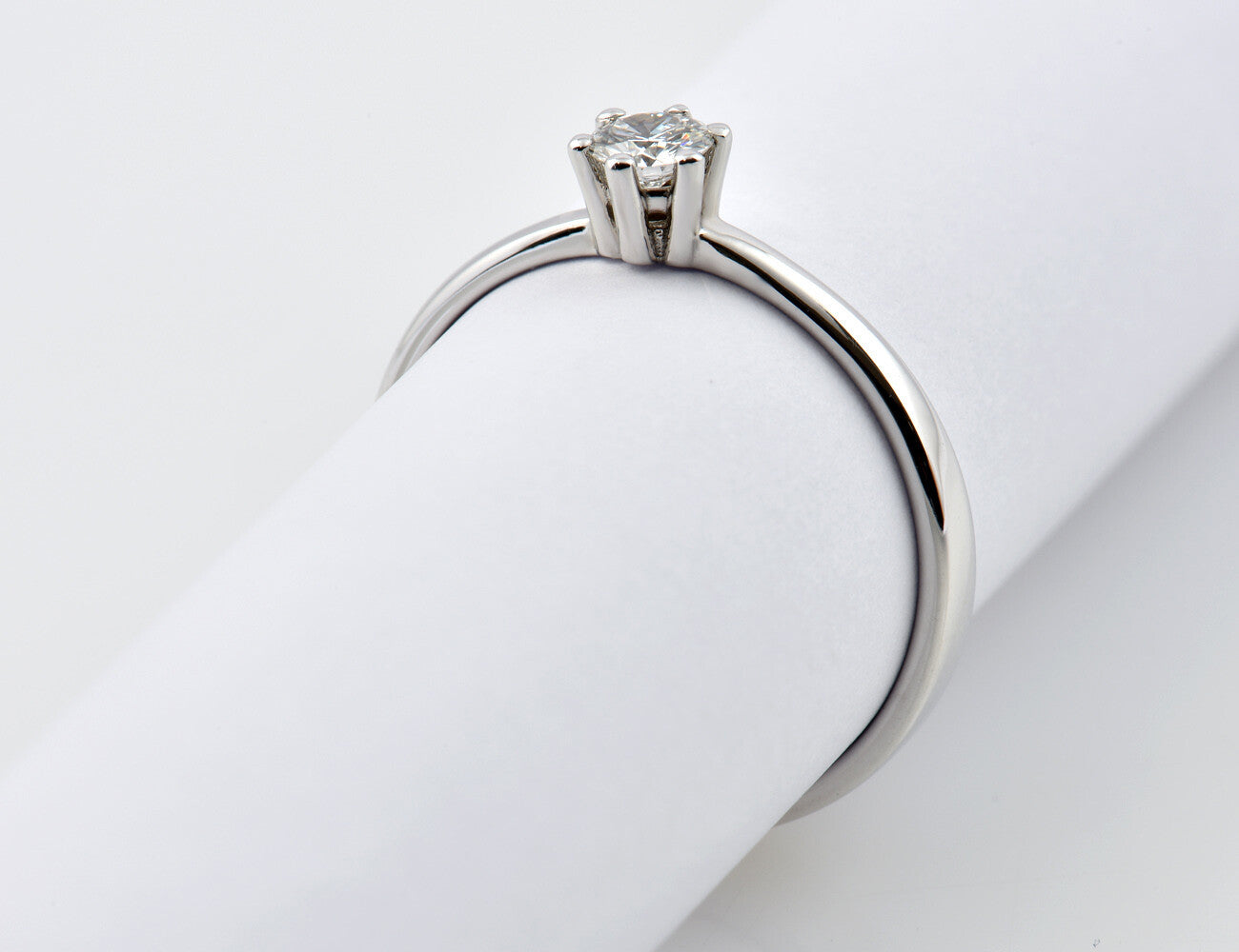 Solitär Diamant Ring 585/000 14 K Weißgold Brillant 0,20 ct