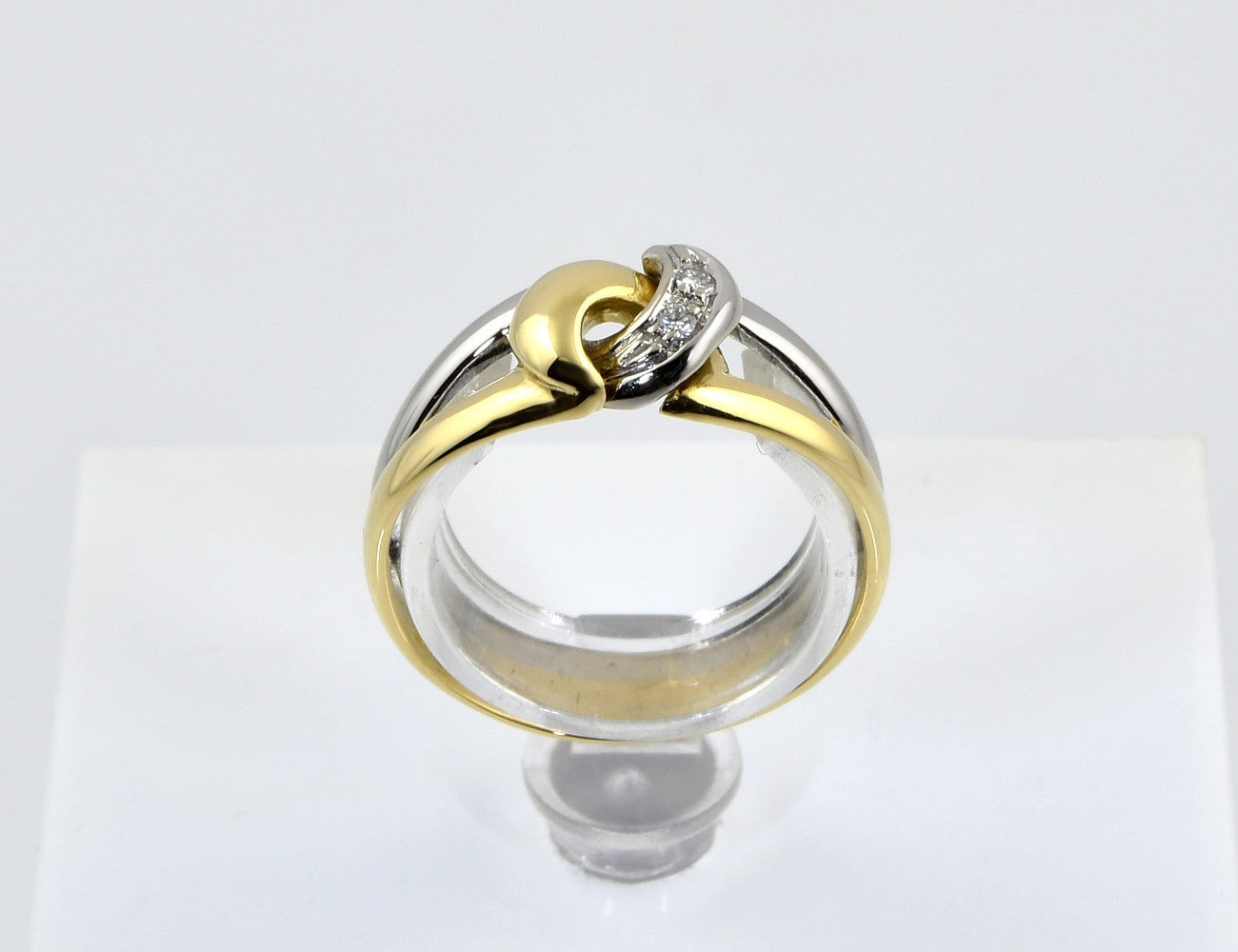 Diamant Ring 750/000 18 K Gelb-/ Weißgold 2 Brillanten zus. 0,02 ct