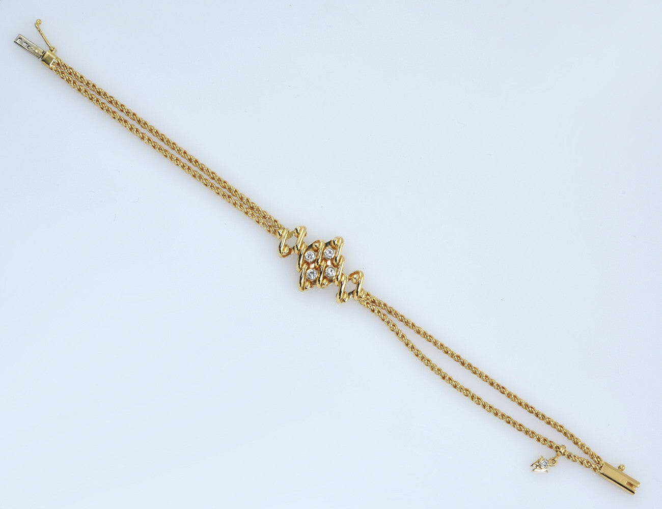 Wellendorf Armband 750/000 18 K Gelbgold 5 Diamanten zus. 0,20 ct, 18 cm
