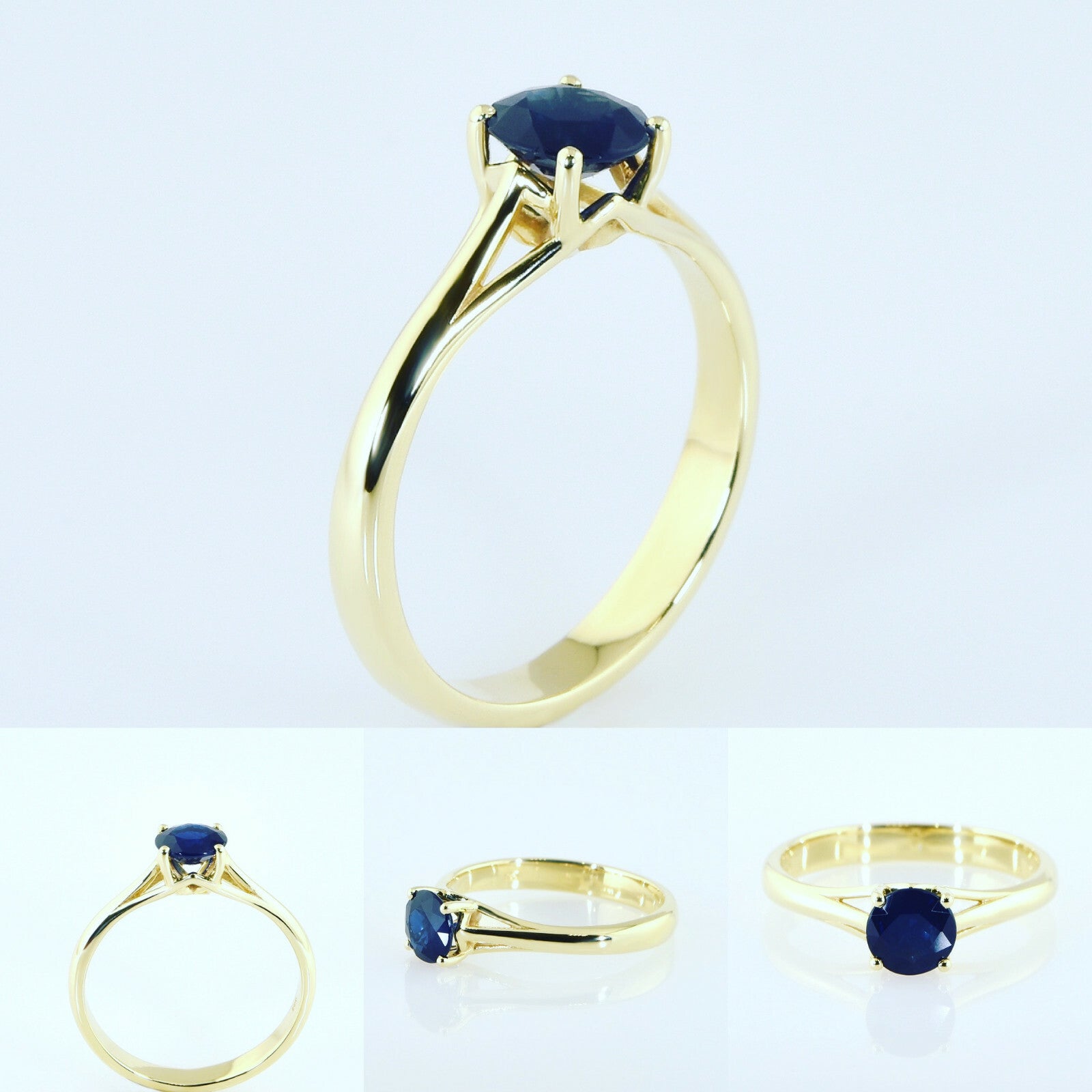 Solitär Saphir Ring 585/000 14 K Gelbgold 0,98 ct