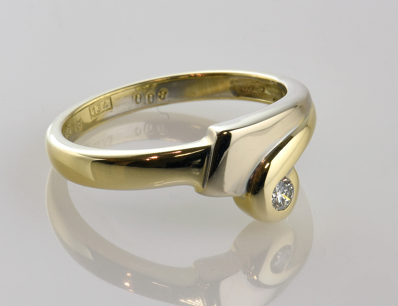 Diamond ring 585/000 14 K yellow gold brilliant 0.08 ct