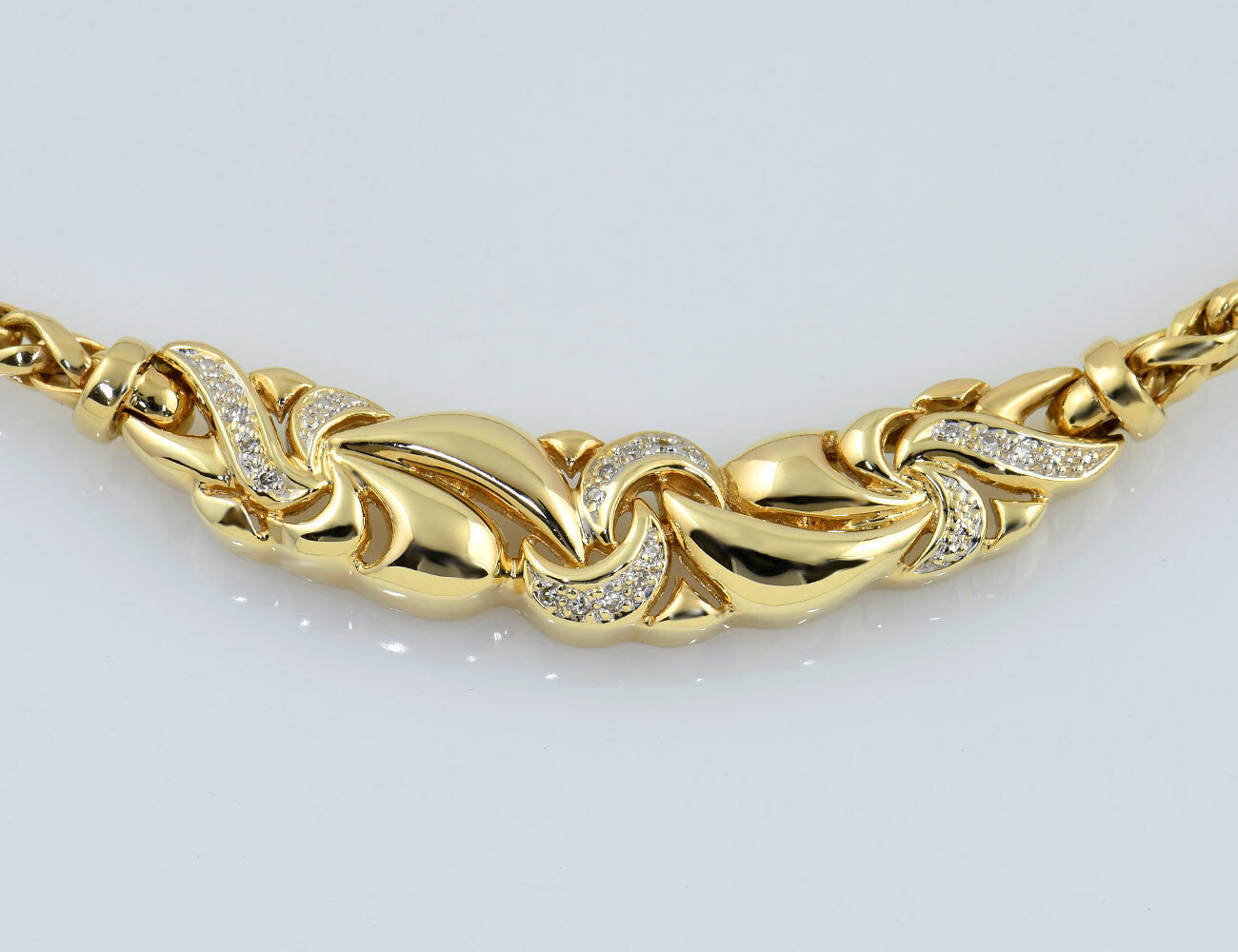 Kette 585/000 14 K Gelbgold Collier 16 Brillanten zus 0,10 ct, 46 cm lang