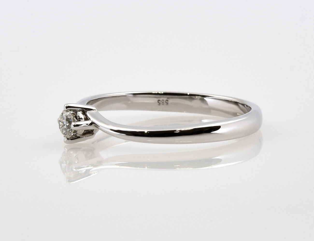 Solitär Diamant Ring 585/000 14 K Weißgold Brillant 0,12 ct