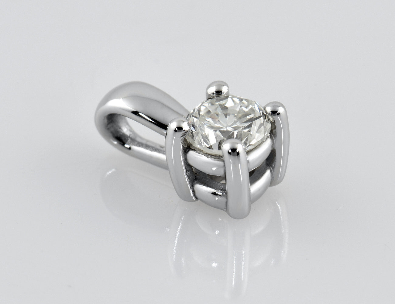 Diamant Solitär Anhänger 585/000 14 K Weißgold 1 Brillant  0,48 ct