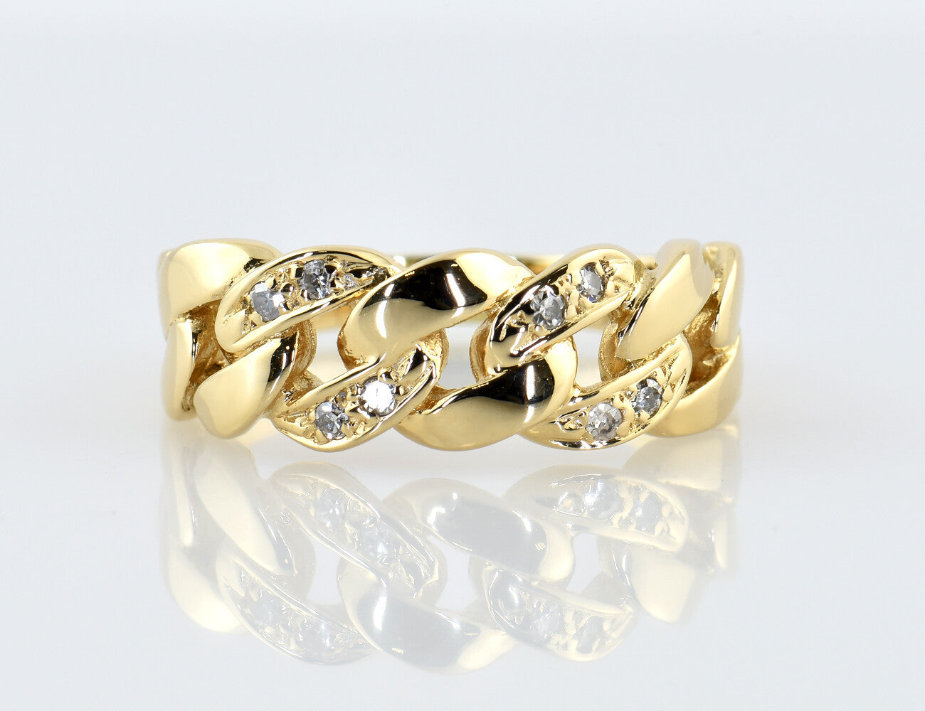 Diamantring 585/000 14 K Gelbgold 8 Diamanten zus. 0,08 ct