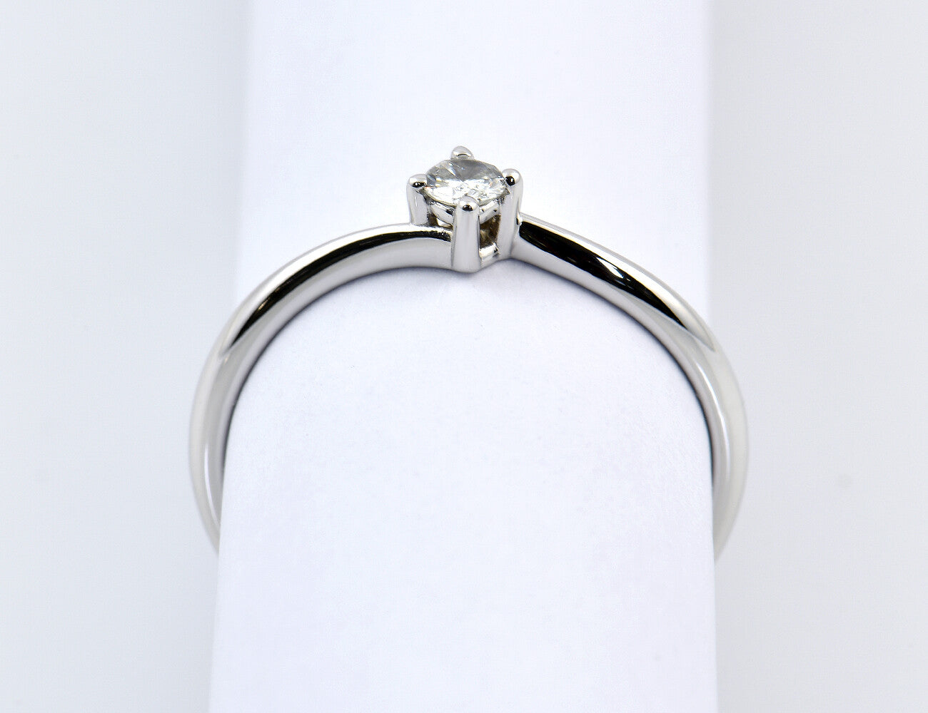 Solitär Diamant Ring 585/000 14 K Weißgold Brillant 0,10 ct