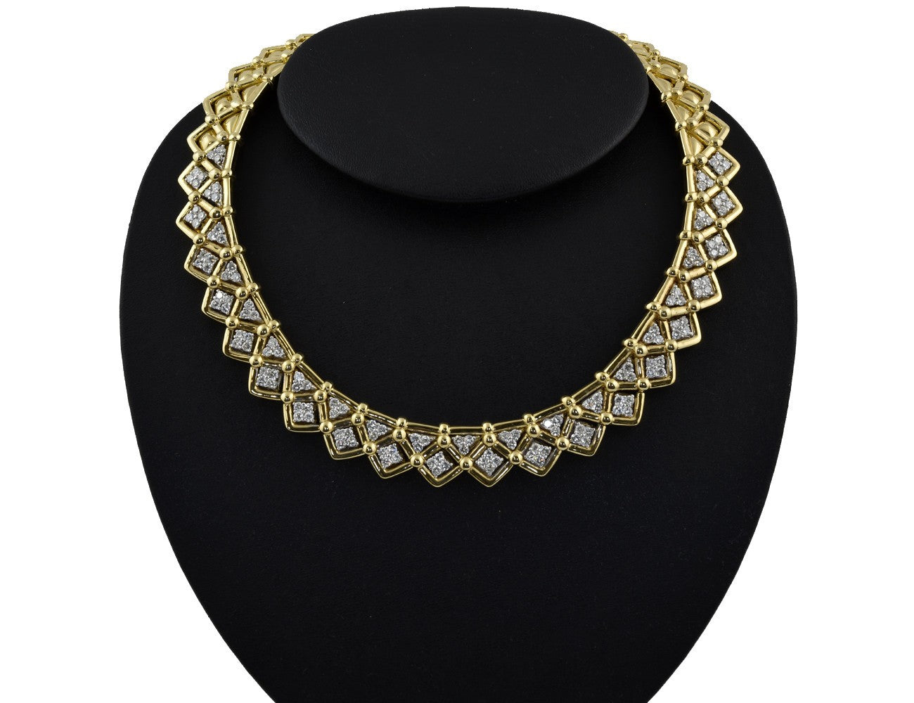 Diamant Collier 750/000 18 K Gelbgold, 140 Brillanten zus. 8,50 ct 38 cm lang