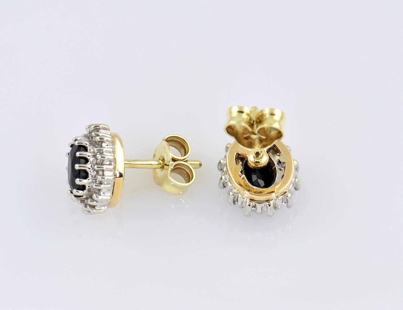 Ohrstecker Saphir Diamant 585/000 14 K Gelbgold 24 Brillanten zus. 0,24 ct