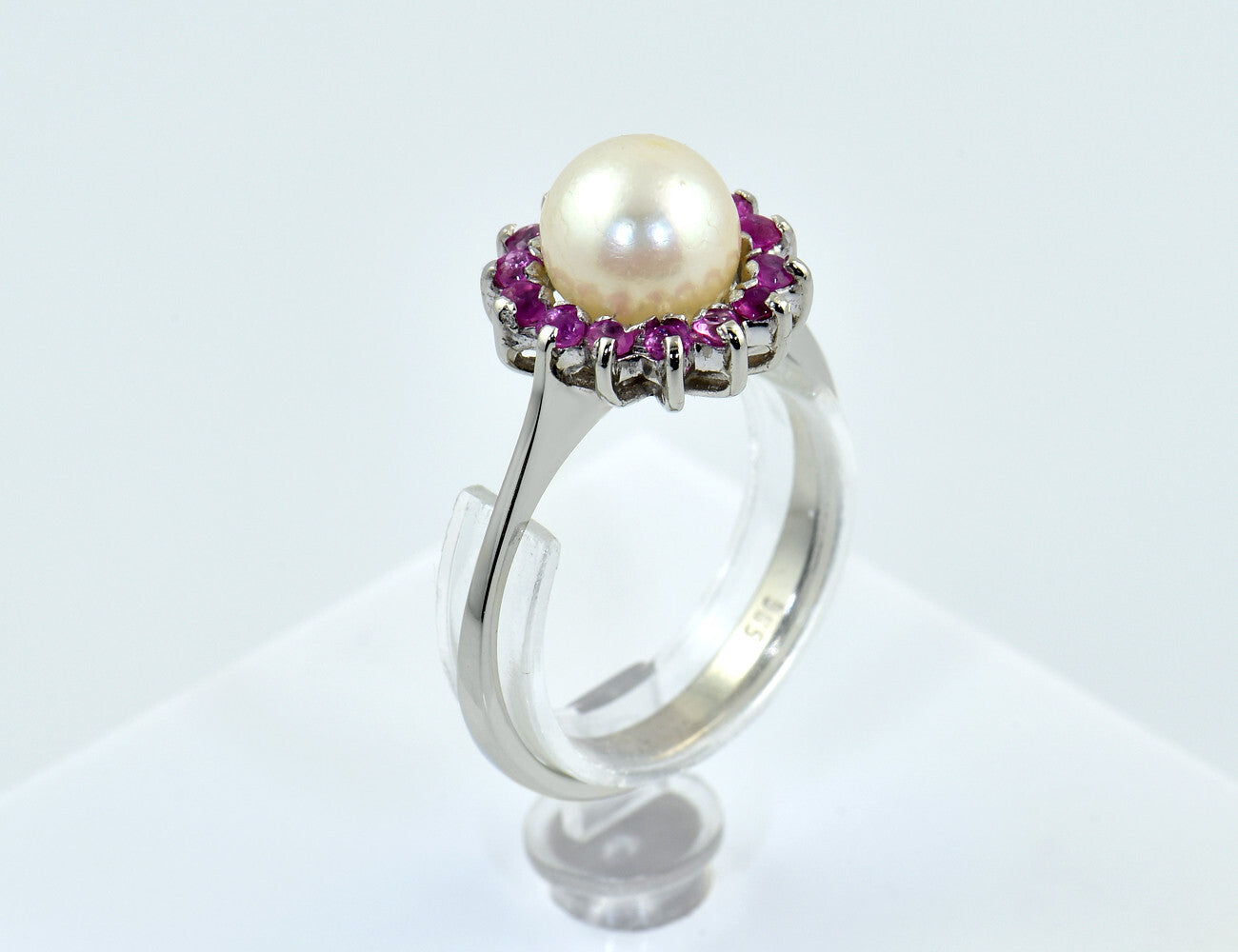 Ring Akoyaperle Rubin 585/000 14 K Weißgold