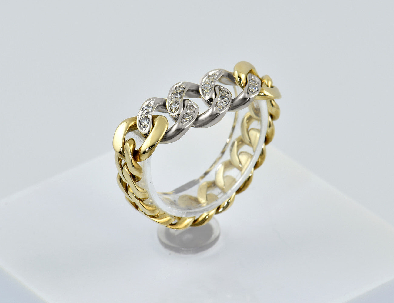 Chain ring diamond 585/000 14 K yellow gold 8 diamonds total 0.07 ct